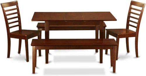 Miniatura 17 de East West Furniture NOML3-MAH-LC - Juego de mesa de comedor de 3 piezas contiene una mesa de comedor rectangular con hoja de mariposa y 2 sillas