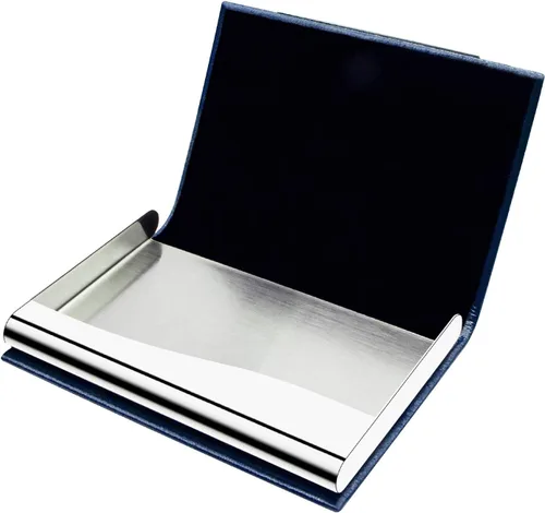 Miniatura 4 de Padike - Tarjetero para tarjetas de presentación, billetera de cuero sintético con protección RFID, V-Azul, unisex azul (V-Blue)