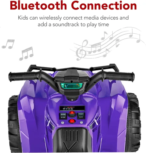 Miniatura 3 de Best Choice Products ATV eléctrico de 12V para niños montable, juguete de coche cuatriciclo de 4 ruedas con audio Bluetooth, velocidad máxima de 2.4