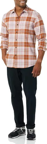 Miniatura 39 de Amazon Essentials Camisas de franela de manga larga para hombre, corte ajustado, a cuadros con botones