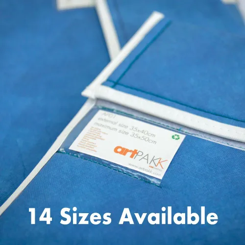 Miniatura 8 de Bolsas de arte (AP01-14 x 16 pulgadas) - Fuertes • Absorbentes de golpes • Reutilizables • No tóxicas • Impermeable • Forro sin ácidos - Azul