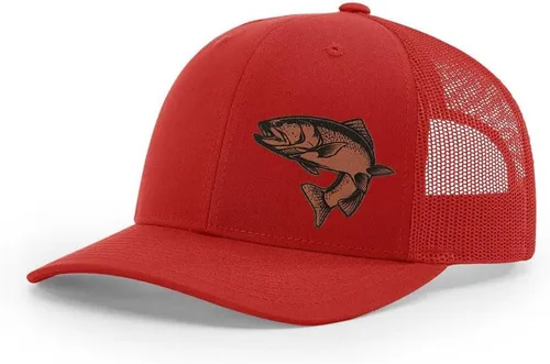 Miniatura 44 de Sombrero de pesca de trucha con parche de cuero grabado láser Richardson 112 Snapback Trucker Cap