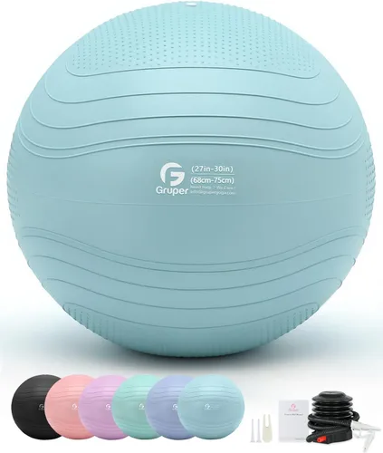 Miniatura 9 de Gruper Pelota de yoga, pelota de ejercicio extra gruesa para entrenamiento y estabilidad durante el embarazo, 4 tamaños, pelota de equilibrio