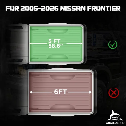 Miniatura 2 de Cubierta rígida de tres pliegues para plataforma de camioneta compatible con Nissan Frontier 2005-2025 de 5 pies de caja corta con o sin riel