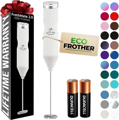 Miniatura 106 de Zulay Kitchen Espumador de leche de mano a pilas - Mezclador eléctrico de bebidas para café, lattes, capuchinos, matcha y chocolate caliente