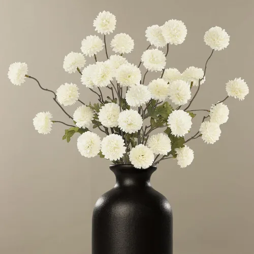 Miniatura 21 de DuHouse 6 piezas de flores artificiales de seda falsa pompón, mini rosa falsa pequeña con tallos para ramos de bodas, centros de mesa, jarrones, Café
