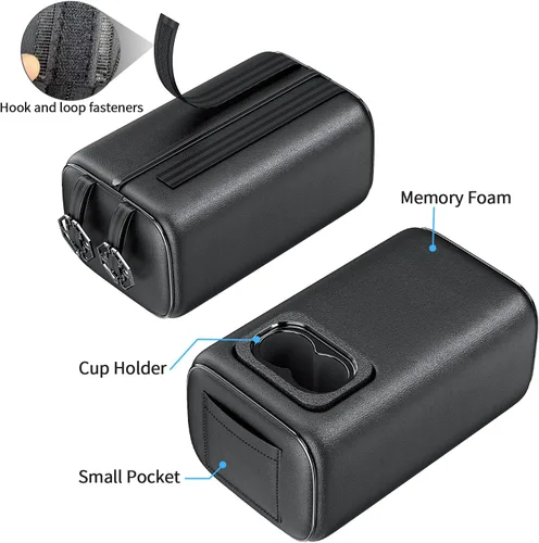 Miniatura 8 de Reposabrazos universal para automóvil de dos filas con caja de consola y portavasos para asiento trasero, reposabrazos de segunda fila