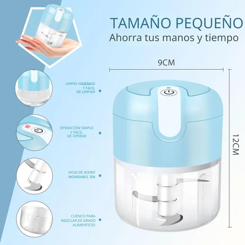 Miniatura 2 de EASYSPEED - Picadora eléctrica de ajos, 1 taza, procesador de alimentos inalámbrico con carga USB con acero inoxidable 304, 2 cuchillas afiladas