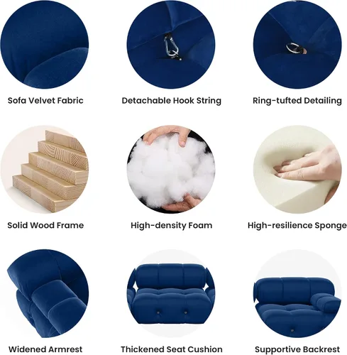 Miniatura 6 de WJShome - Sofá seccional modular con otomano, sofá convertible de 103.95 pulgadas con chaise reversible, sofá minimalista en forma de L de Azul