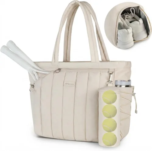 Bolsa acolchada de tenis para mujer, bolsa de lona para gimnasio con compartimento para zapatos y bolsillo húmedo, se adapta de 2 a 4 raquetas y