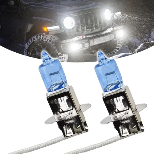 Miniatura 10 de Bombilla halógena H1 para faros delanteros H1, bombillas halógenas ultra blancas brillantes de 12 V 100 W, haz alto y bajo, bombillas antiniebla