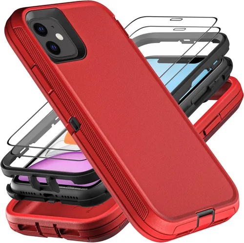 Miniatura 9 de YKHJKLEC Funda para iPhone 11, Grado Militar 3 en 1 Resistente de Servicio Pesado a Prueba de Golpes/Caídas/Polvo con 2 Protectores de Pantalla