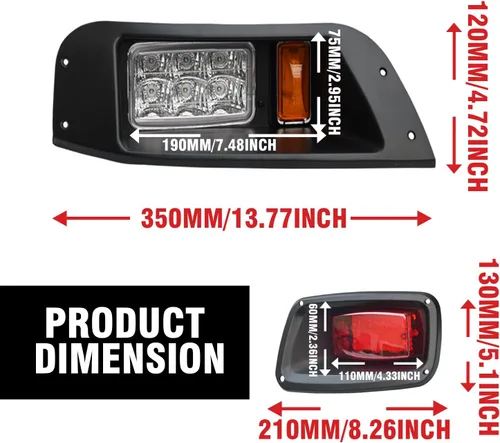 Miniatura 2 de Kits de luz LED para carritos de golf Shu-Ran para carritos EZGO TXT 1996-2013 (12V), Faros de carrito de golf súper brillantes con señales de giro
