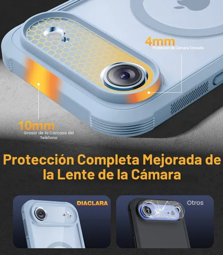 Miniatura 5 de Diaclara Funda magnética diseñada para iPhone Air, protector de pantalla de cuerpo completo, compatible con MagSafe, a prueba de caídas, con Azul