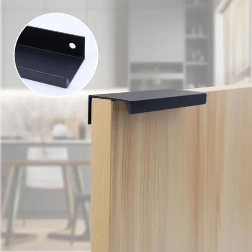 Miniatura 4 de Tiradores negros de 3.94 pulgadas para gabinete, 6 unidades, espacio entre agujeros de 2.52 pulgadas, tiradores de borde de aleación de aluminio