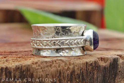 Miniatura 4 de Amethyst Spinner Ring Anxiety Silver Spinner Ring Fidget Spinner Ring For Women Handmade Spinner Ring Sterling Silver 925