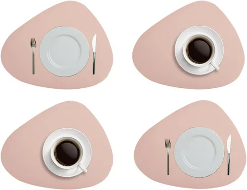 Miniatura 10 de Juego de 4 manteles individuales de cuero negro, manteles individuales para cena de boda, se puede limpiar y lavar, mantel individual antideslizante