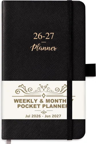 Agenda de bolsillo 2026-2027, julio 2026 a junio 2027, agenda académica 2026-2027, calendario semanal y mensual, 6.3 x 3.8 pulgadas, bucle para