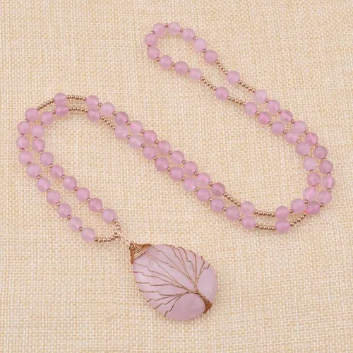 Miniatura 4 de Jovivi Collar de cristales curativos de cuarzo amatista natural, con dije de piedra preciosa de chakra envuelto en lágrima envuelta en alambre de 28