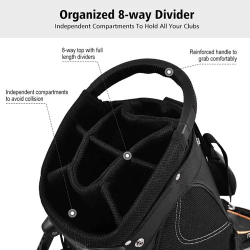 Miniatura 7 de Mayjooy - Bolsa de golf portátil con divisores de 8 vías, bolsa organizada de fácil almacenamiento con tela duradera, color negro