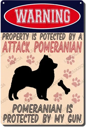 Miniatura 17 de LIUAXICIA Letreros divertidos de metal con texto en inglés "Warning Property is Potected by A American Bulldog is Protected by My Gun" The Coffee