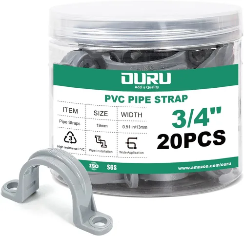 Miniatura 16 de OURU 16 correas de tubo de PVC de 1 pulgada, abrazadera de tubo de plástico de 2 agujeros, abrazadera de conducto para reforzar tuberías, conductos