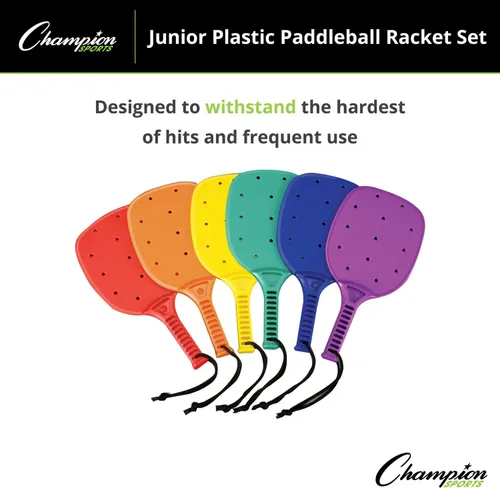 Miniatura 3 de Champion Sports Plastic & Foam Racket Sets – Durable, Lightweight Paddles for Youth Play & PE, Paddleball, Racquetball