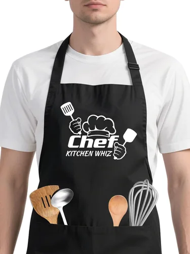 Miniatura 7 de Delantales personalizados con bolsillos, delantales de cocina para mujeres y hombres con logotipo de chef, regalos para papá, mamá, marido y amigo