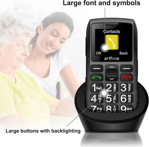 Miniatura 3 de artfone C1+ 4G - Teléfono celular con botón grande Volte desbloqueado para personas mayores, teléfono móvil básico para el botón SOS de personas