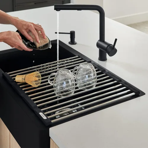Miniatura 10 de Blanco, 238483, Precis 18-1/8" L x 17-5/16" W Bastidor para lavabo, acero inoxidable