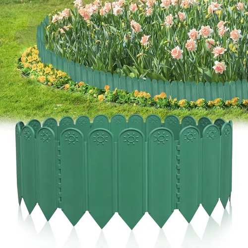 Miniatura 9 de EEOCWF 10 bordes de jardín marrones, bordes de plástico de 8.66 pulgadas de alto, vallas de jardín decorativas entrelazadas de 7.2 pies, borde