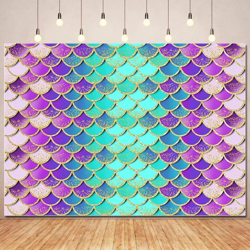 Telón de fondo de sirena para decoración de cumpleaños infantiles, telón de fondo de fiesta de cumpleaños de sirena, fondo de fotografía de escamas