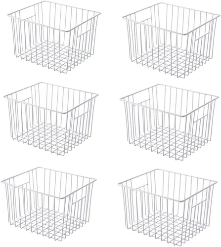 Miniatura 14 de Slideep Cestas de alambre para congelador, cesta de almacenamiento con asas, almacenamiento de alimentos para armarios de cocina, despensa, armario