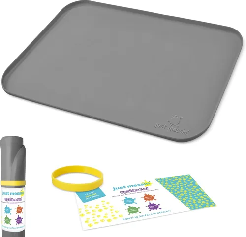 Miniatura 15 de Just Messin' Tapete de silicona para niños, reutilizable, antideslizante, resistente al calor, con bordes elevados de 0.6 pulgadas para contener