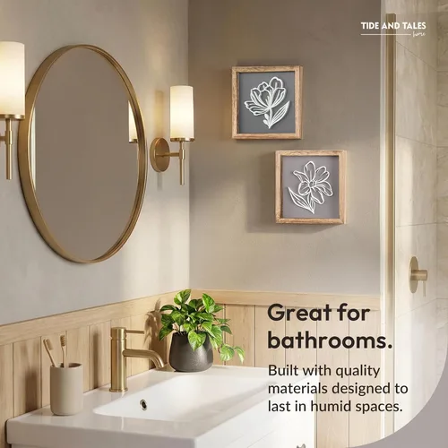Miniatura 5 de Tide and Tales Arte de pared floral botánico 3D (juego de 2 marcos) listo para colgar, decoración bohemia ligera para paredes, decoraciones Naturales