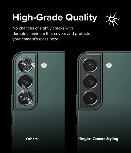 Miniatura 4 de Ringke Estilo de cámara compatible con Samsung Galaxy S22 / S22 Plus 5G, protector de lente de cámara con marco de aluminio, adhesivo protector