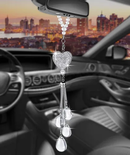 Miniatura 17 de Glamorosa decoración colgante de espejo de coche con cabeza de zorro azul oscuro, adorno de automóvil con temática animal para mujeres y hombres