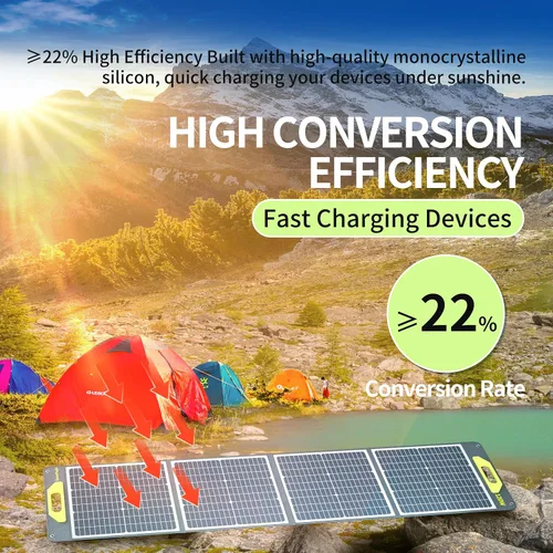 Miniatura 9 de Greenmagic Panel Solar Portátil de 120W 19V, Kit de Paneles Solares Plegables de 120W con Soportes Ajustables, Impermeable IP65 para Camping