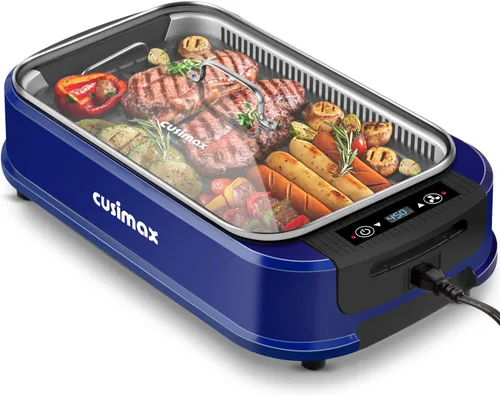 Miniatura 11 de CUSIMAX - Parrilla eléctrica, parrilla y plancha sin humo, parrilla eléctrica coreana con extractor de humo turbo y esponja de filtro reemplazable
