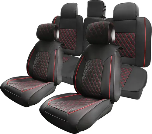 uxcell Fundas de asiento delantero y trasero para Toyota Tacoma 2005-2015 2016-2023 2024, protectores de asiento impermeables de piel sintética