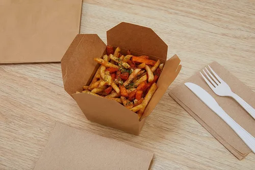 Miniatura 5 de Recipientes de comida para llevar de 26 onzas, cajas de papel kraft marrón para llevar, aptas para microondas, resistentes a fugas y grasa