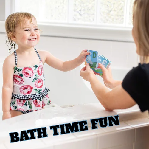 Miniatura 4 de SplashEZ Tarjetas didácticas para niños pequeños, 26 letras del alfabeto y palabras de animales, libros de baño para bebés, impermeables, ABC