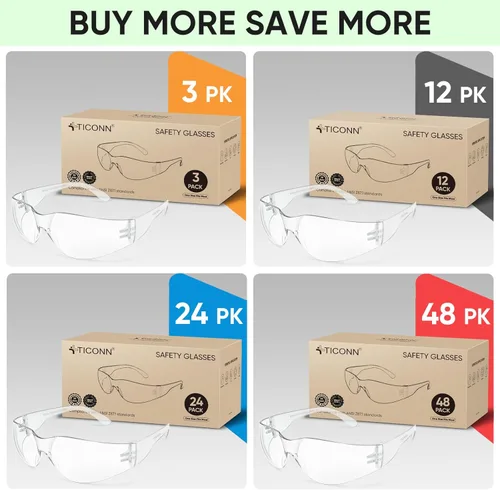 Miniatura 2 de TICONN Gafas de seguridad transparentes para hombres, gafas protectoras resistentes a los arañazos y impactos, cumplen con la norma ANSI Z87.1