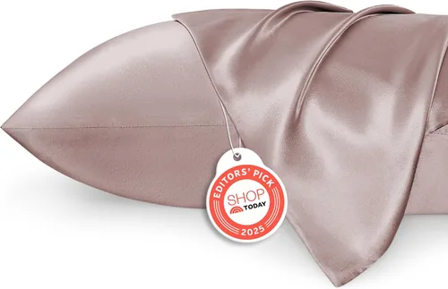 Miniatura 41 de Bedsure Paquete de 2 fundas de almohada de satén similares a las fundas de almohada de seda tamaño estándar, funda de almohada para mujeres que 01