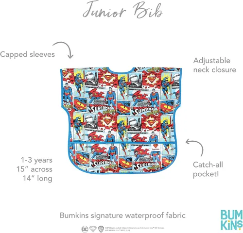 Miniatura 5 de Bumkins Baberos para bebés y niños pequeños, baberos para niñas y niños, grandes para 1-3 años, babero impermeable de manga corta para niños