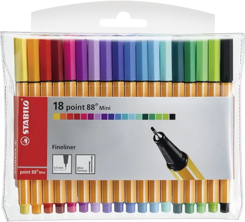 STABILO - point 88 Mini - Fineliner - Paquete de 18 - Colores surtidos Multicolor