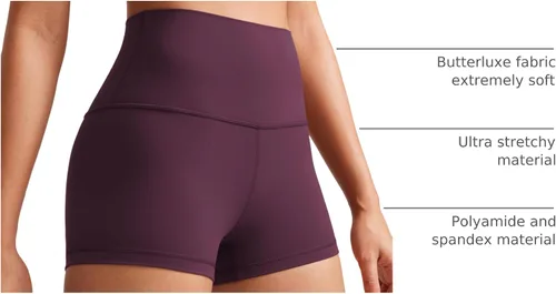Miniatura 33 de CRZ YOGA Butterluxe - Pantalones cortos de ciclismo de cintura alta para mujer, 2.5 pulgadas, yoga, entrenamiento, elastano, correr, voleibol