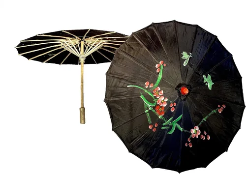 Miniatura 3 de Paquete de 2 paraguas chino japonés de 33 pulgadas para bodas, fotografías, disfraces, cosplay, decoración y otros eventos, 2 paraguas (negro)