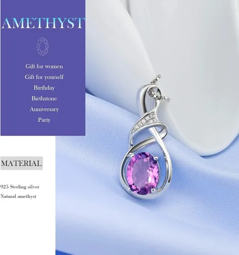 Miniatura 3 de Joyería fina con piedra natal para mujer, piedra preciosa natural, topacio amatista, ópalo, granate, peridoto y citrino, plata de ley, collar