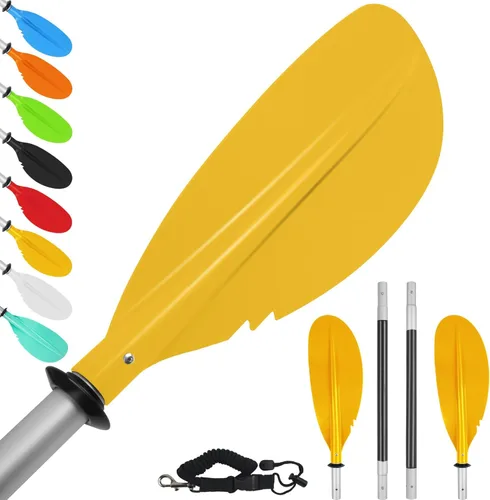 Miniatura 9 de Remo de kayak, 88 pulgadas, 4 piezas de remos para kayak, flotador de eje de aleación de aluminio resistente, ligero, desmontable, ajustable